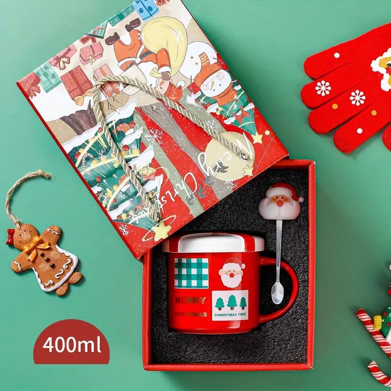 Wholesale Of Cute Santa Claus Mugs, Holiday Gifts, Christmas Ceramic Cup Sets With Spoons And Lids