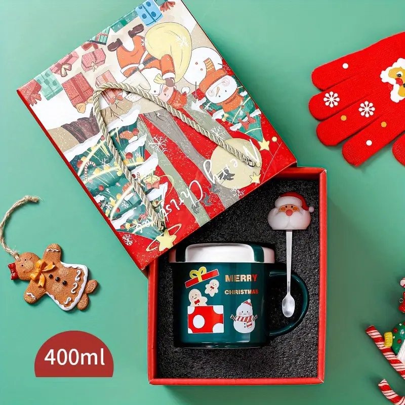 Wholesale Of Cute Santa Claus Mugs, Holiday Gifts, Christmas Ceramic Cup Sets With Spoons And Lids