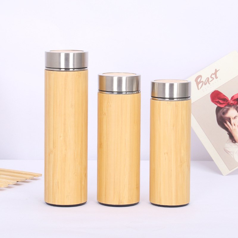 350ml 450ml 500ml bamboo stainless steel thermos water bottle/vacuum flask