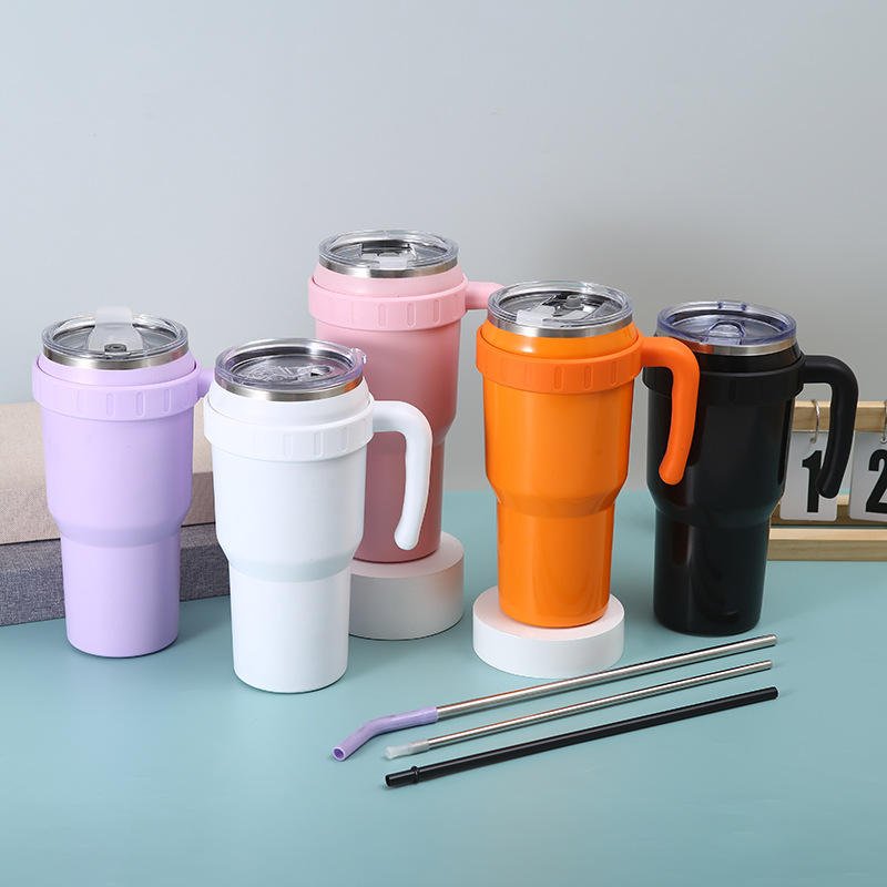 Customized Color Logo 40Oz Double Wall Stainless Steel Tumbler Coffee Mug With Lid Custom Logo Travel Tumbler With Bluetooth