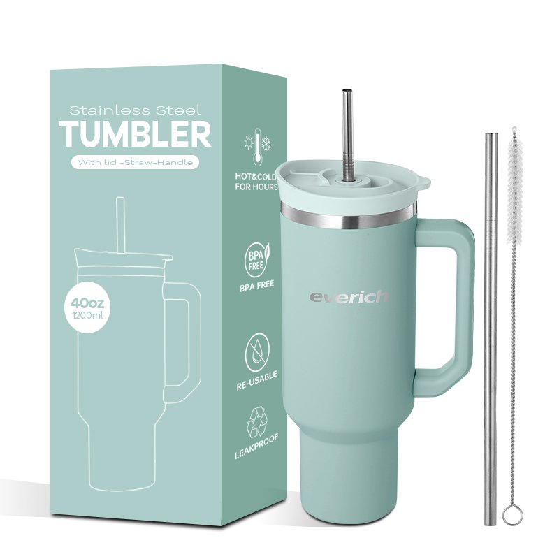 Hot Selling 40oz Car Cup Vacuum Insulated Beer Tumbler with Straw Lid Handle 304 Stainless Steel Travel Mug