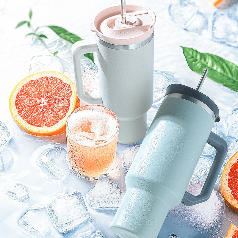 Hot Selling 40oz Car Cup Vacuum Insulated Beer Tumbler with Straw Lid Handle 304 Stainless Steel Travel Mug