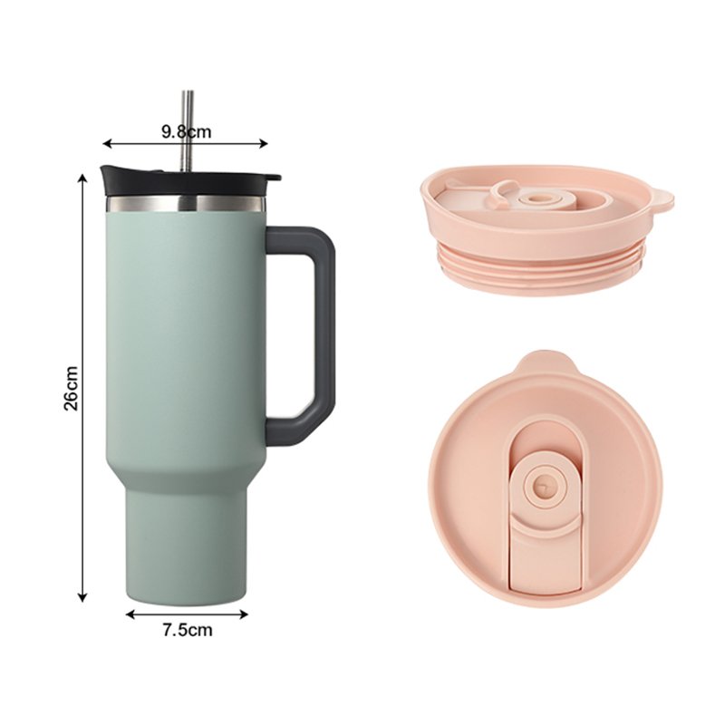 Hot Selling 40oz Car Cup Vacuum Insulated Beer Tumbler with Straw Lid Handle 304 Stainless Steel Travel Mug
