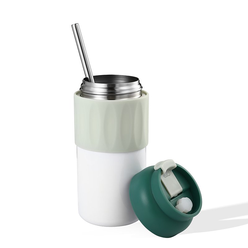 New Design 500ml Straw Cups Stainless Steel Insulated Coffee Mug with Flip Lid