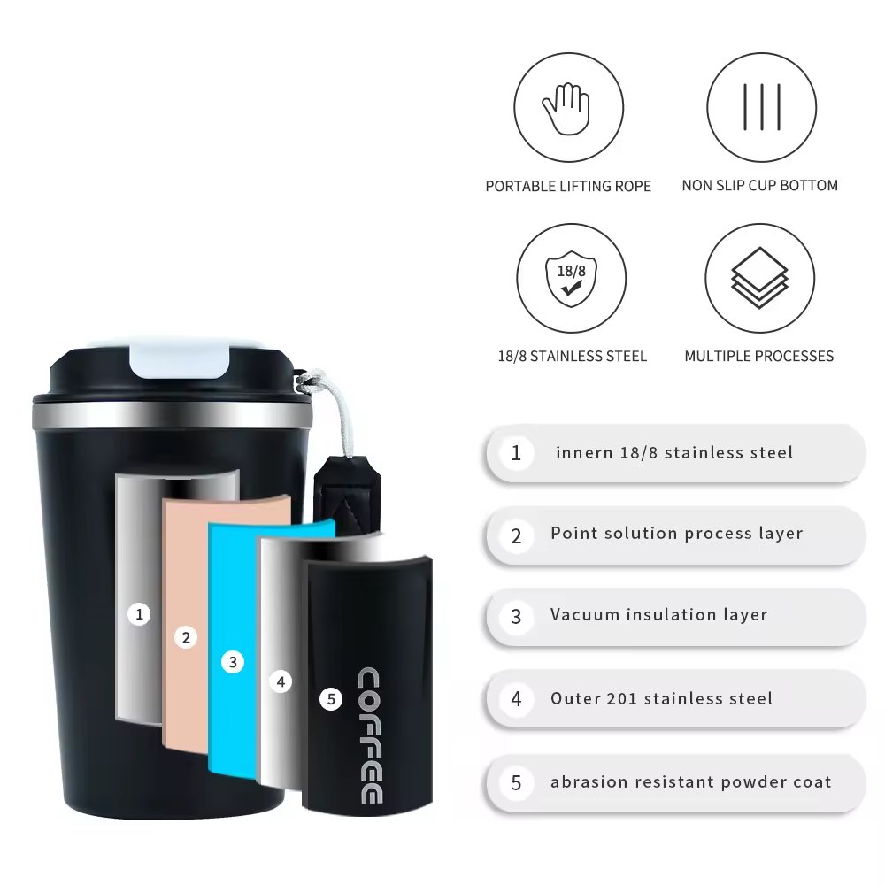 380ml coffee mug Portable Thermos Mug Insulated Water Bottle Travel Vacuum Flask Insulated Cups