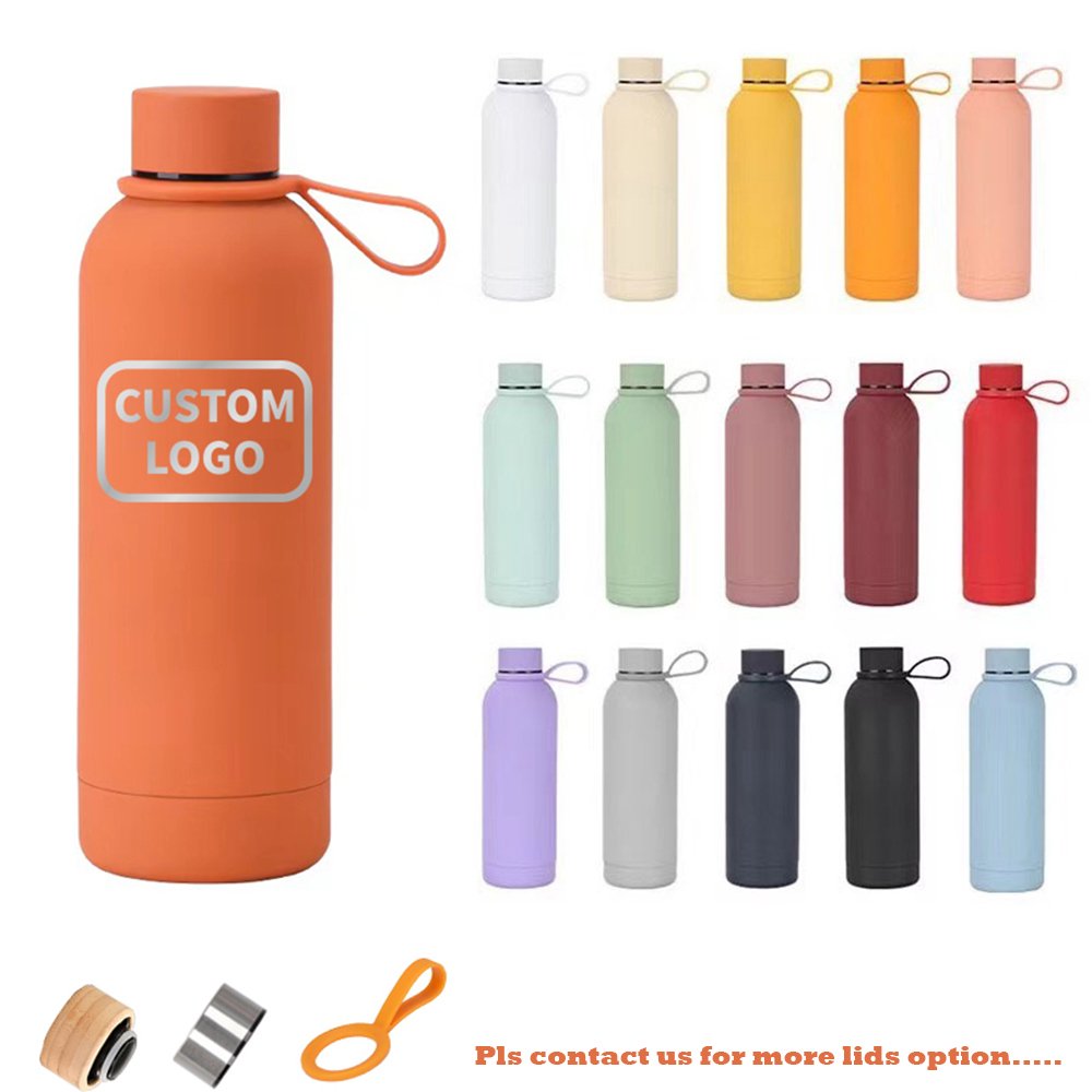 Personalised Double Wall Vacuum Hot And Cold Girls Reusable Large Slim Rubber Painted 500Ml Water Bottle