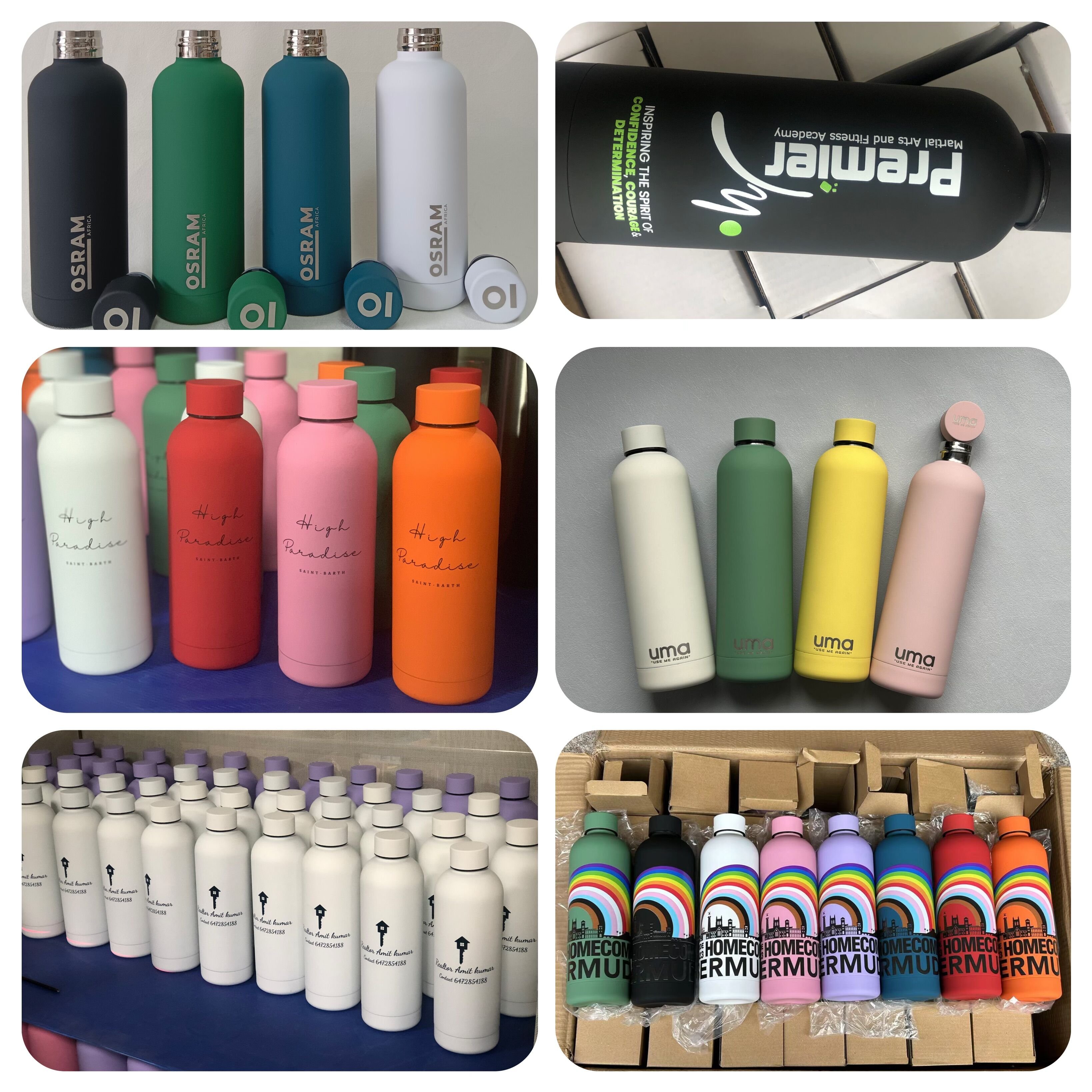 Personalised Double Wall Vacuum Hot And Cold Girls Reusable Large Slim Rubber Painted 500Ml Water Bottle