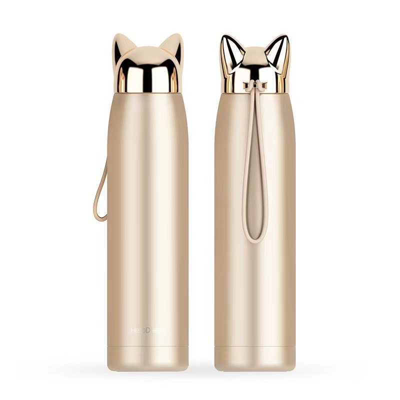 New products 320ml stainless steel metal double wall insulated vacuum flask mouse ear gym water bottle for kids