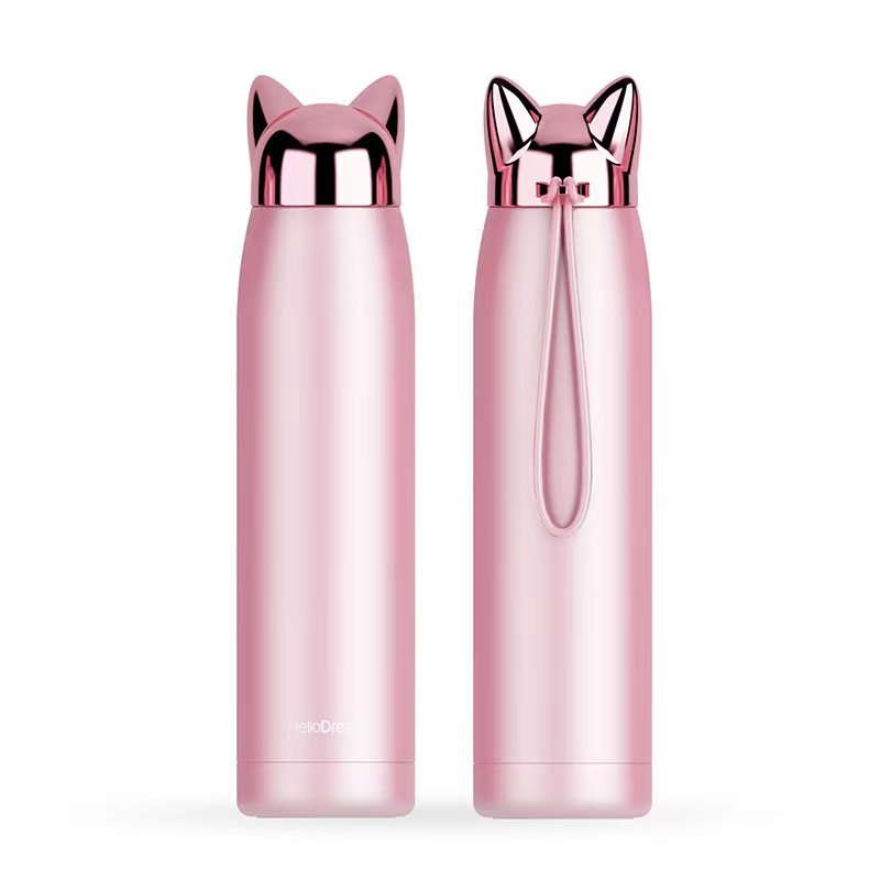 New products 320ml stainless steel metal double wall insulated vacuum flask mouse ear gym water bottle for kids