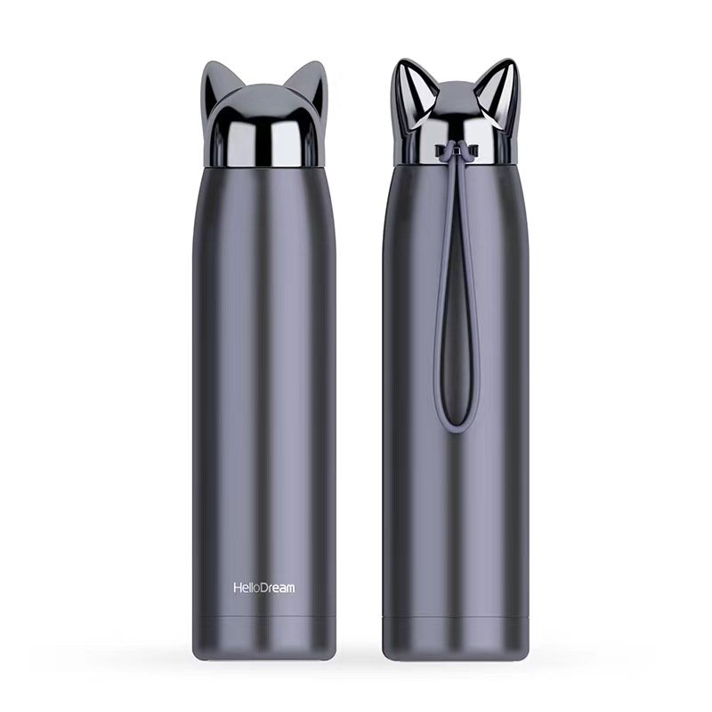 New products 320ml stainless steel metal double wall insulated vacuum flask mouse ear gym water bottle for kids