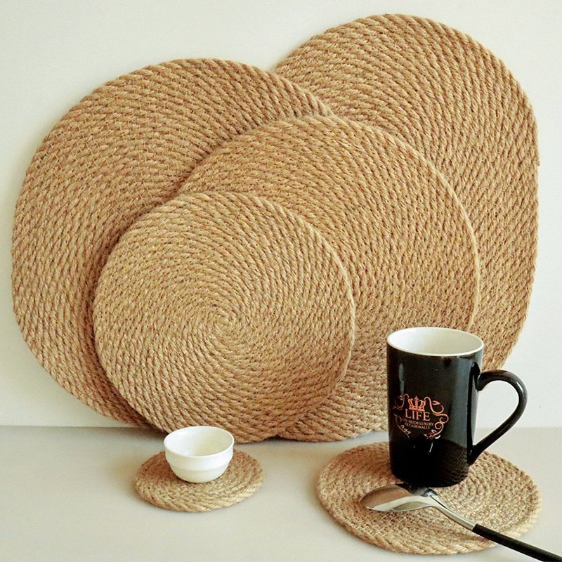 Manufacturer Linen Grass Insulation Table Mat Straw Coaster Household Mug Coaster Heat-resistant Plate Mat