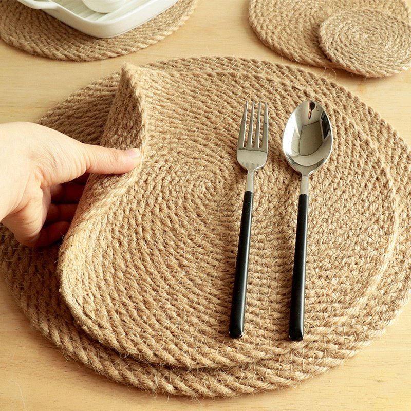 Manufacturer Linen Grass Insulation Table Mat Straw Coaster Household Mug Coaster Heat-resistant Plate Mat