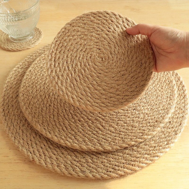 Manufacturer Linen Grass Insulation Table Mat Straw Coaster Household Mug Coaster Heat-resistant Plate Mat