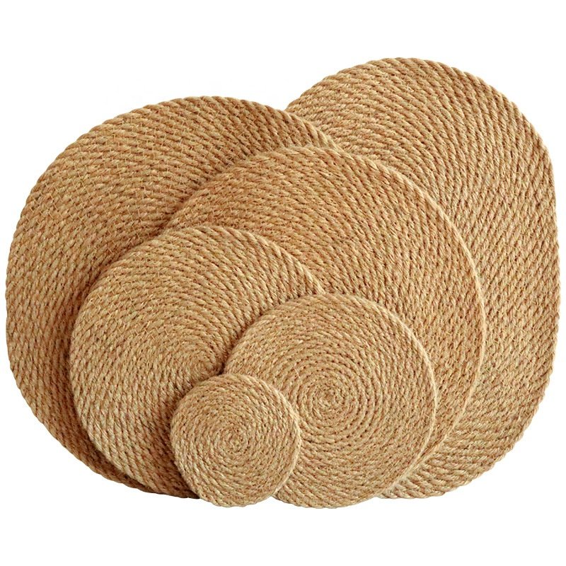 Manufacturer Linen Grass Insulation Table Mat Straw Coaster Household Mug Coaster Heat-resistant Plate Mat