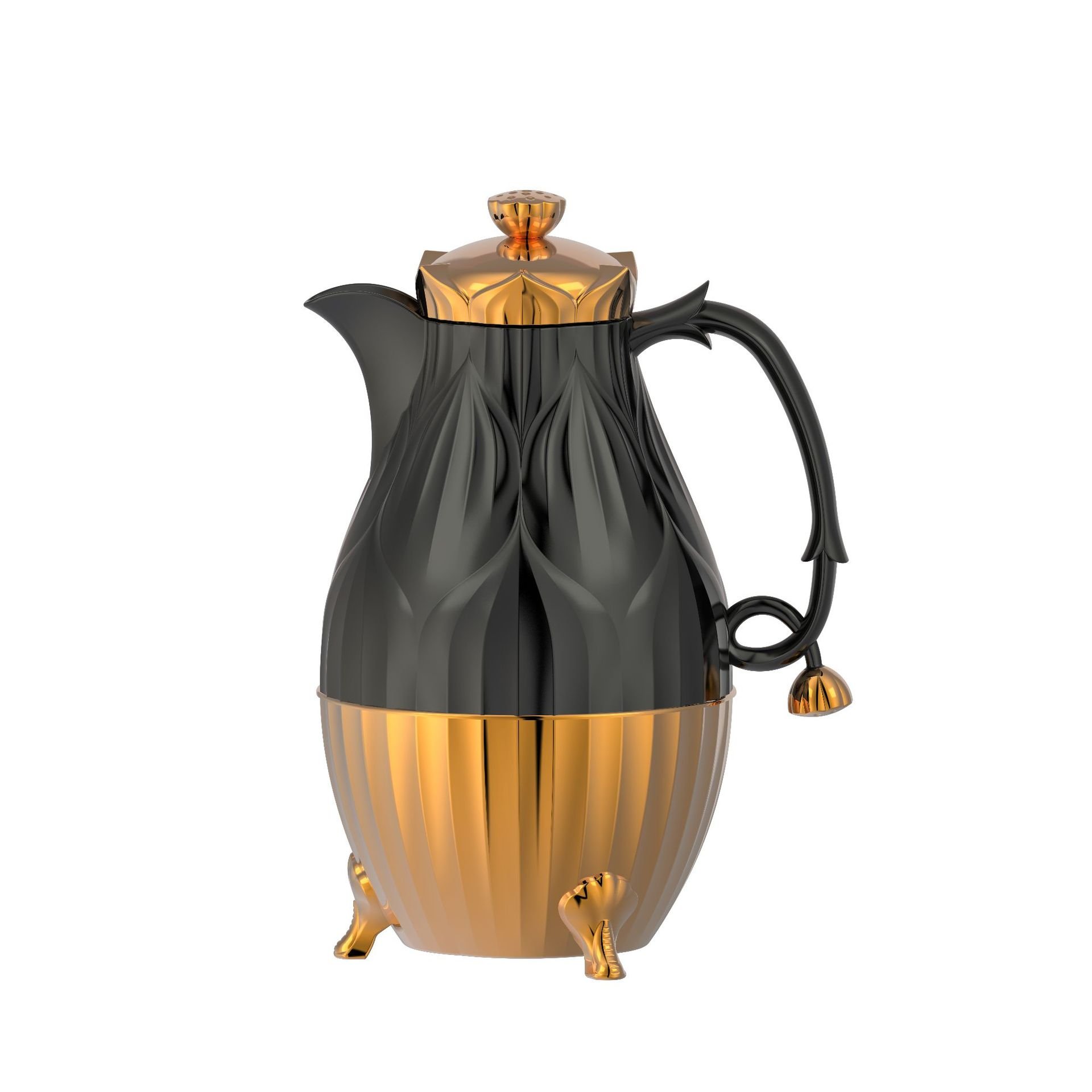 Royal black gold arabian glass liner carefe porcelain cawa cup 1L tea coffee kettle set dallah pot arabic coffee vacuum flasks