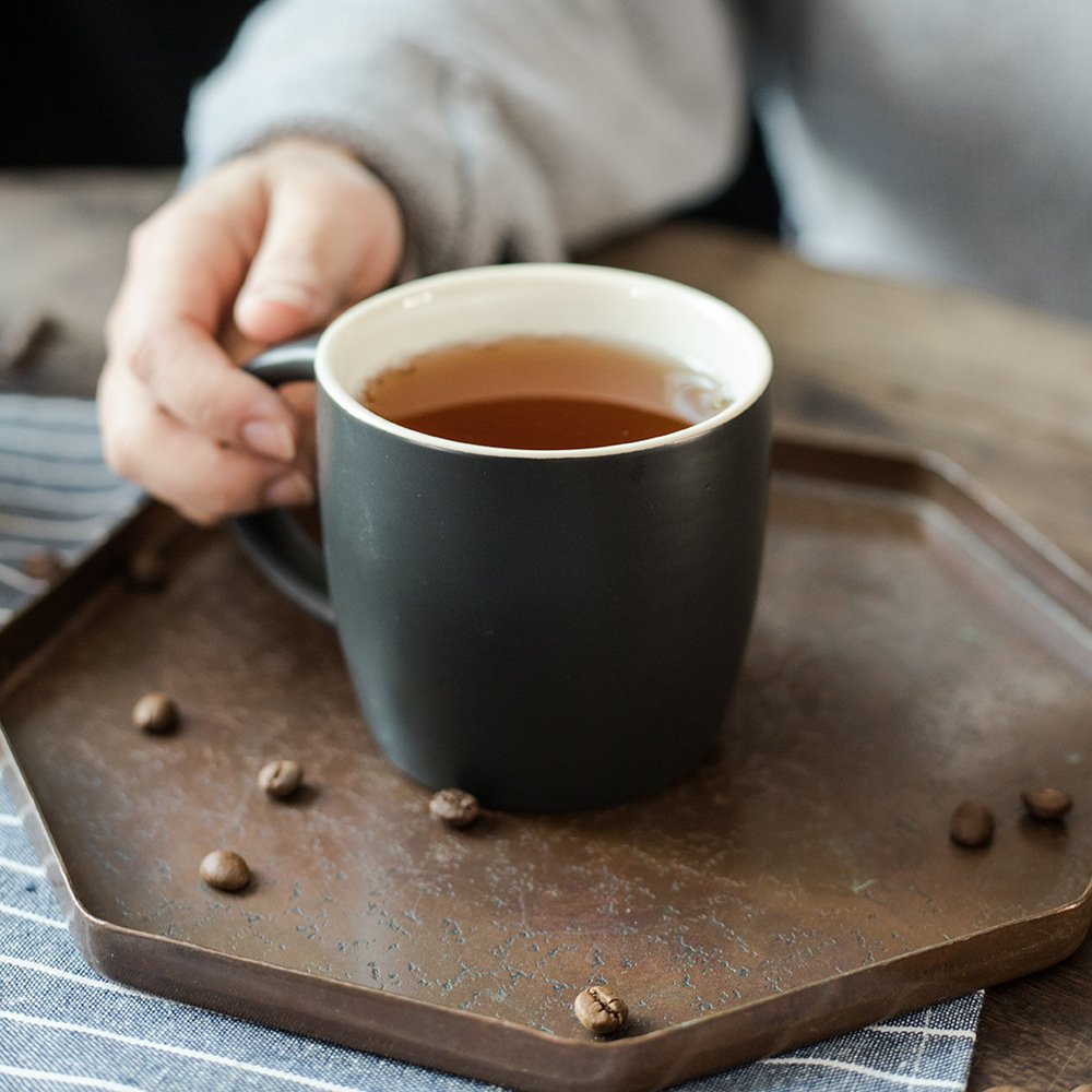 Matte Black White Porcelain Handmade porcelain tea coffee cup ceramic mug with customized logo