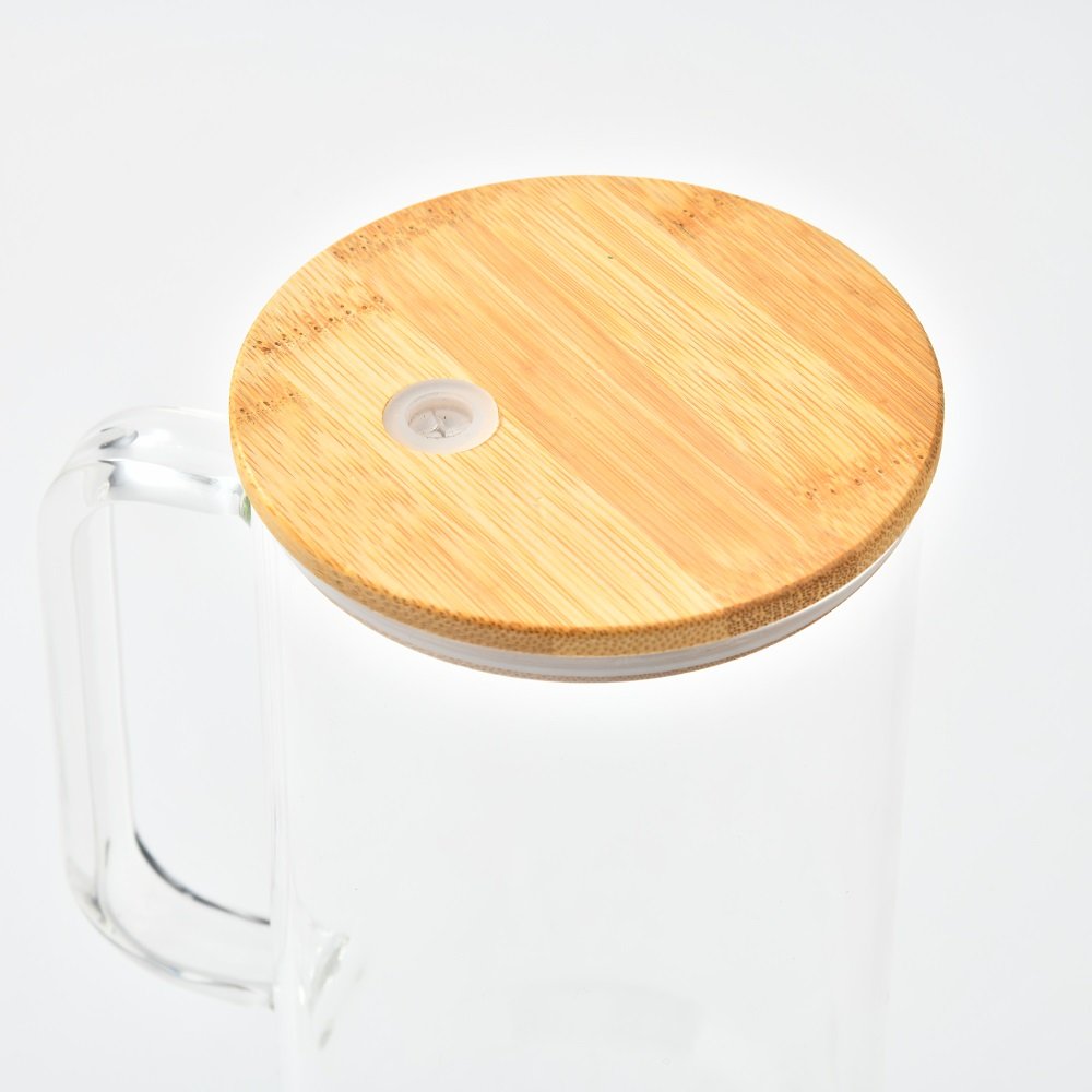 sublimation blanks Clear 40oz Glass Tumbler with Handle and Bamboo lid frosted 32 oz glass Travel mug Water Bottles