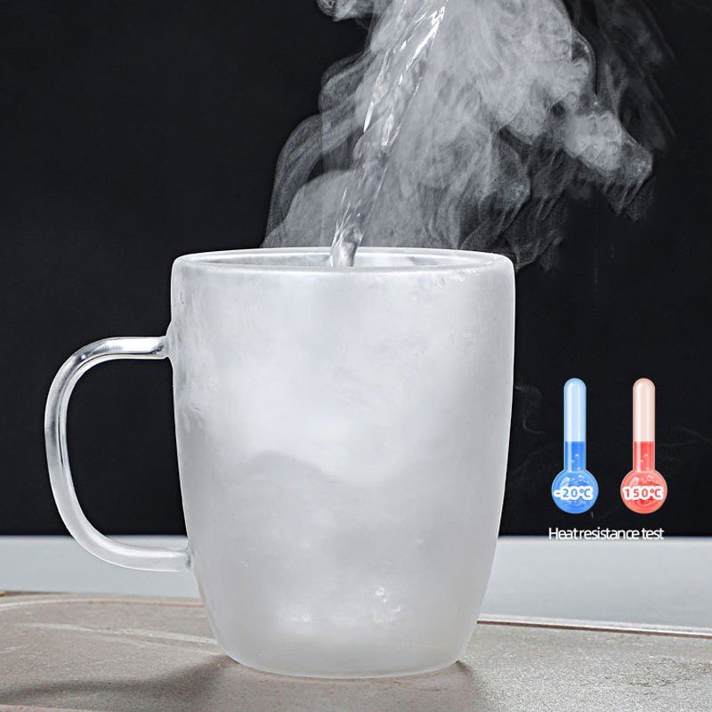 High borosilicate double walled coffee mug cups