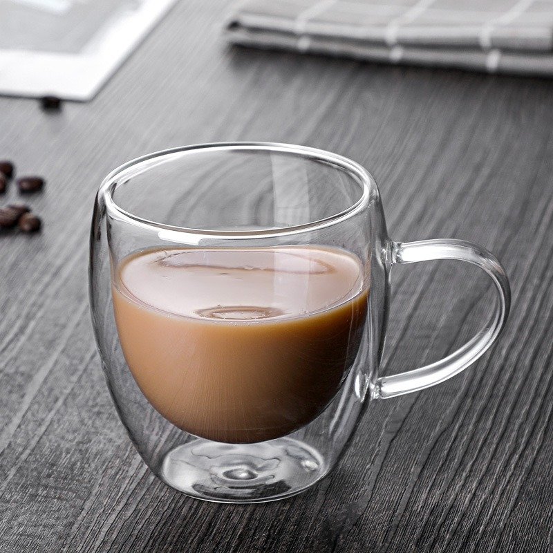 High borosilicate double walled coffee mug cups
