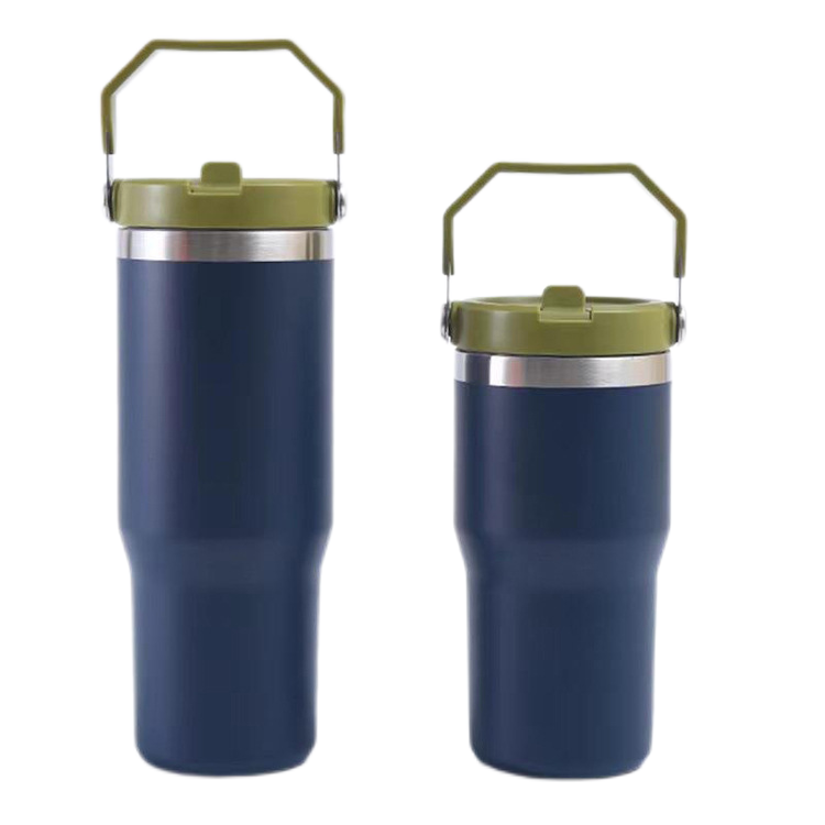 Matte colored stainless steel blank sublimation 30oz sports water bottle portable tumblers with handle and straw for printing