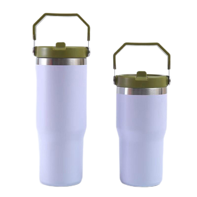 Matte colored stainless steel blank sublimation 30oz sports water bottle portable tumblers with handle and straw for printing