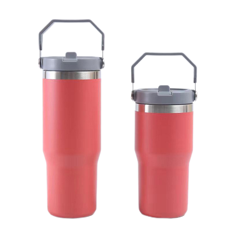 Matte colored stainless steel blank sublimation 30oz sports water bottle portable tumblers with handle and straw for printing