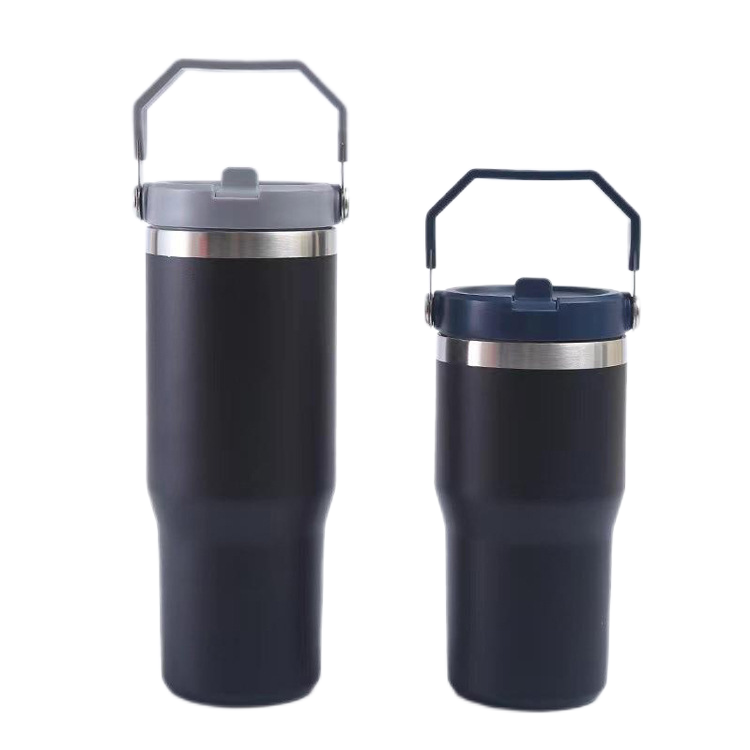 Matte colored stainless steel blank sublimation 30oz sports water bottle portable tumblers with handle and straw for printing