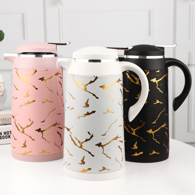 1.0L Fashion Thermal Flask Marble Design Glass Liner Water Bottle Thermos Pot Jug Vacuum Flask Iron Body Water Jugs