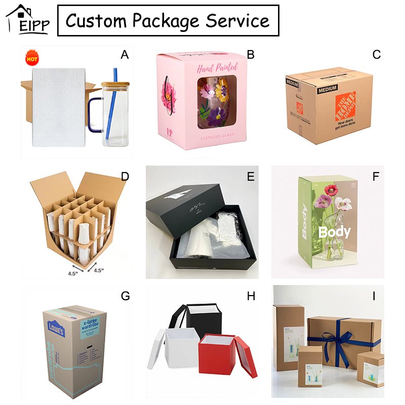 EIPP Direct Selling Square Handle Water Mugs Iced Coffee Cup Beer Glass Logo Tumbler with Bamboo Top Straw
