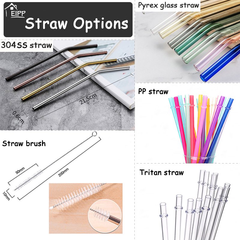 EIPP Direct Selling Square Handle Water Mugs Iced Coffee Cup Beer Glass Logo Tumbler with Bamboo Top Straw