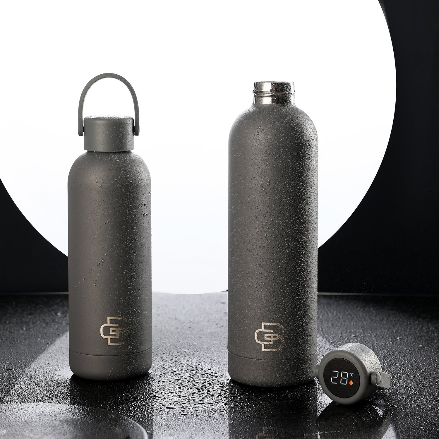 17oz 500ml Smart LED Temperature Display Celsius Fahrenheit Powder Coated Double Wall Stainless Steel Insulated Vacuum Flask