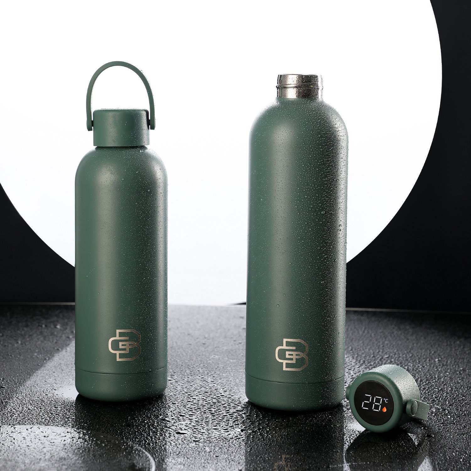 17oz 500ml Smart LED Temperature Display Celsius Fahrenheit Powder Coated Double Wall Stainless Steel Insulated Vacuum Flask