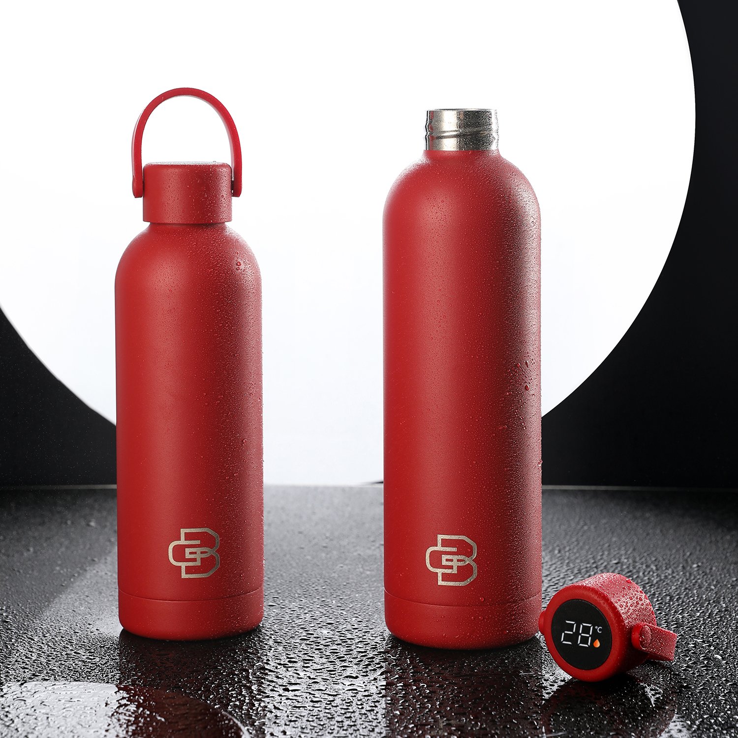 17oz 500ml Smart LED Temperature Display Celsius Fahrenheit Powder Coated Double Wall Stainless Steel Insulated Vacuum Flask