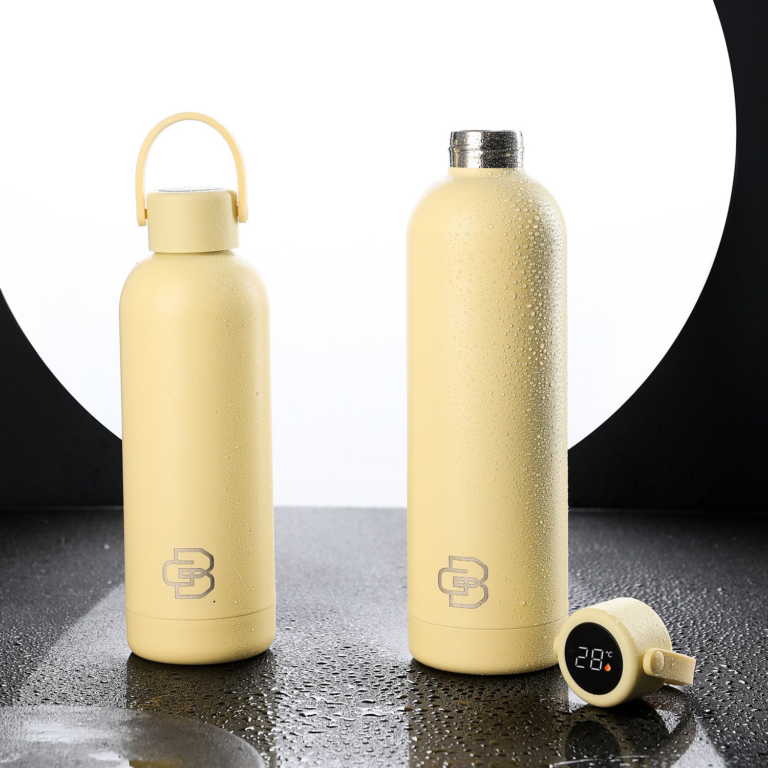 17oz 500ml Smart LED Temperature Display Celsius Fahrenheit Powder Coated Double Wall Stainless Steel Insulated Vacuum Flask