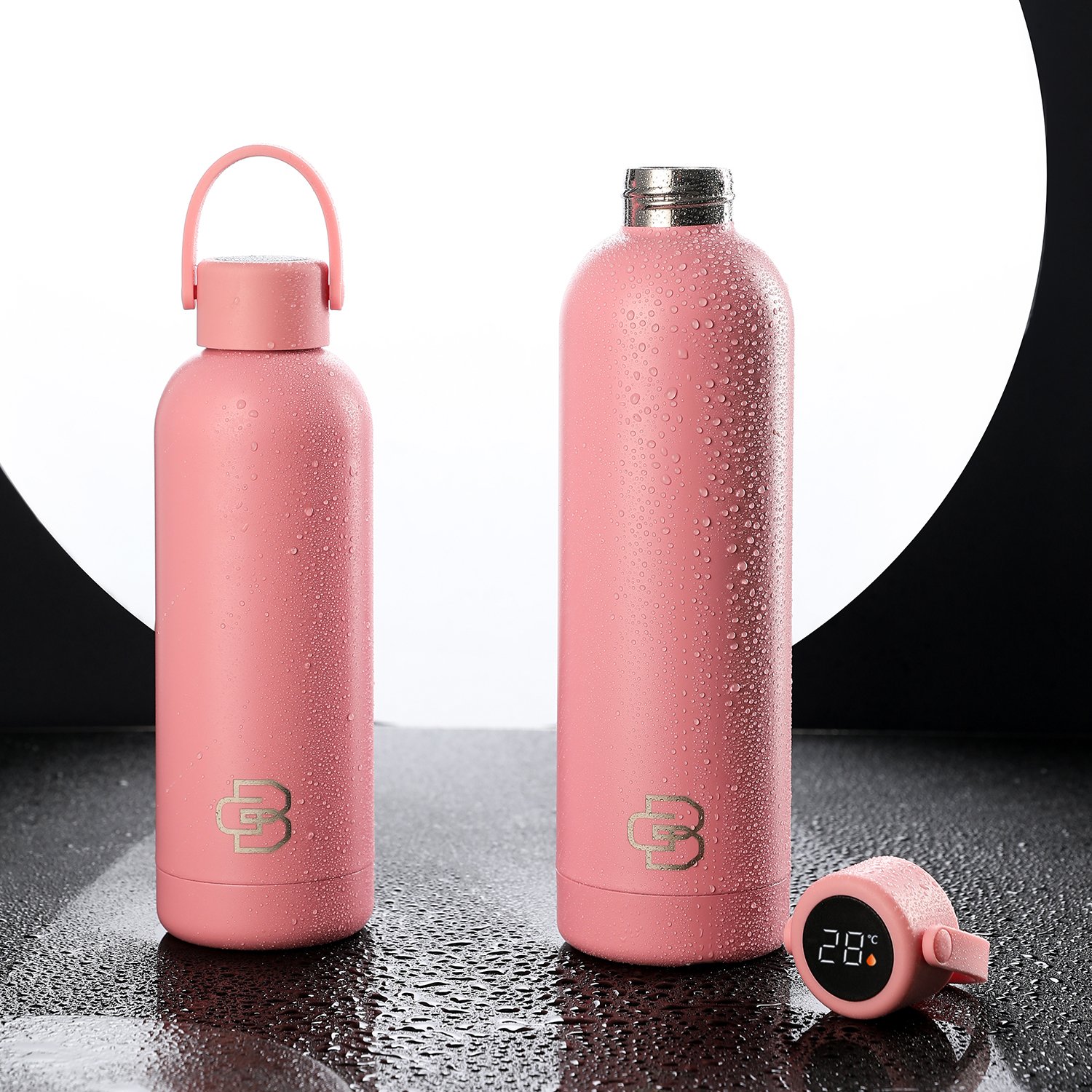 17oz 500ml Smart LED Temperature Display Celsius Fahrenheit Powder Coated Double Wall Stainless Steel Insulated Vacuum Flask