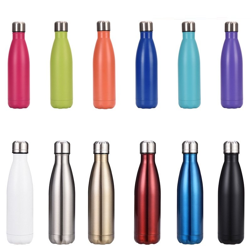 Customized Logo 500ml Double Wall Colorful Stainless Steel Thermo Insulated Vacuum Flask Leak-Proof Cola Water Bottle