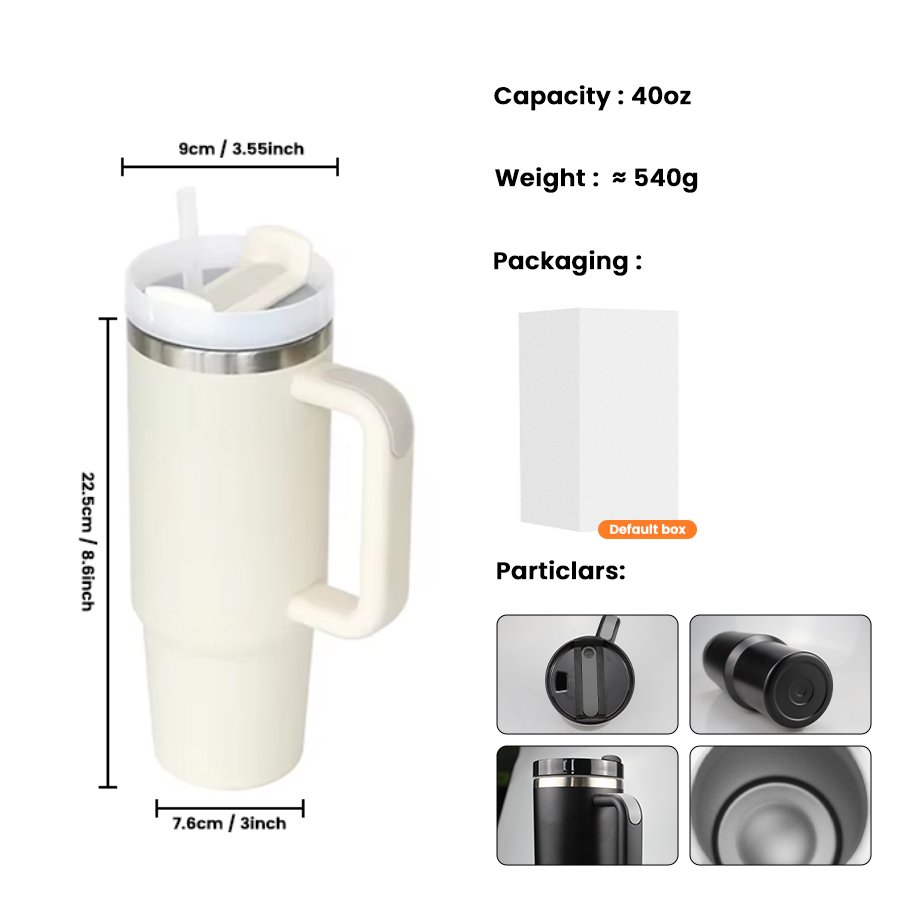 Customized Mugs 40Oz Large Capacity New Black Tumbler Stainless Steel Travel Mug Car Coffee Water Cup With Handle And Straw Lid