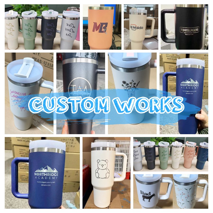 Customized Mugs 40Oz Large Capacity New Black Tumbler Stainless Steel Travel Mug Car Coffee Water Cup With Handle And Straw Lid