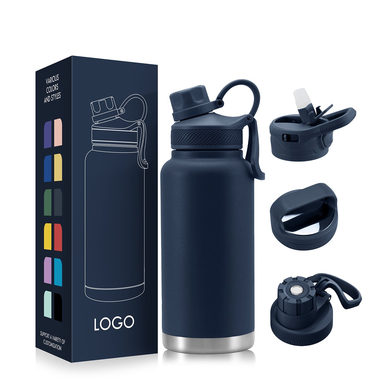 500ml outdoor travel sports thermos bottle with gift box 2 cups Gift cups custom logo stainless steel vacuum flasks