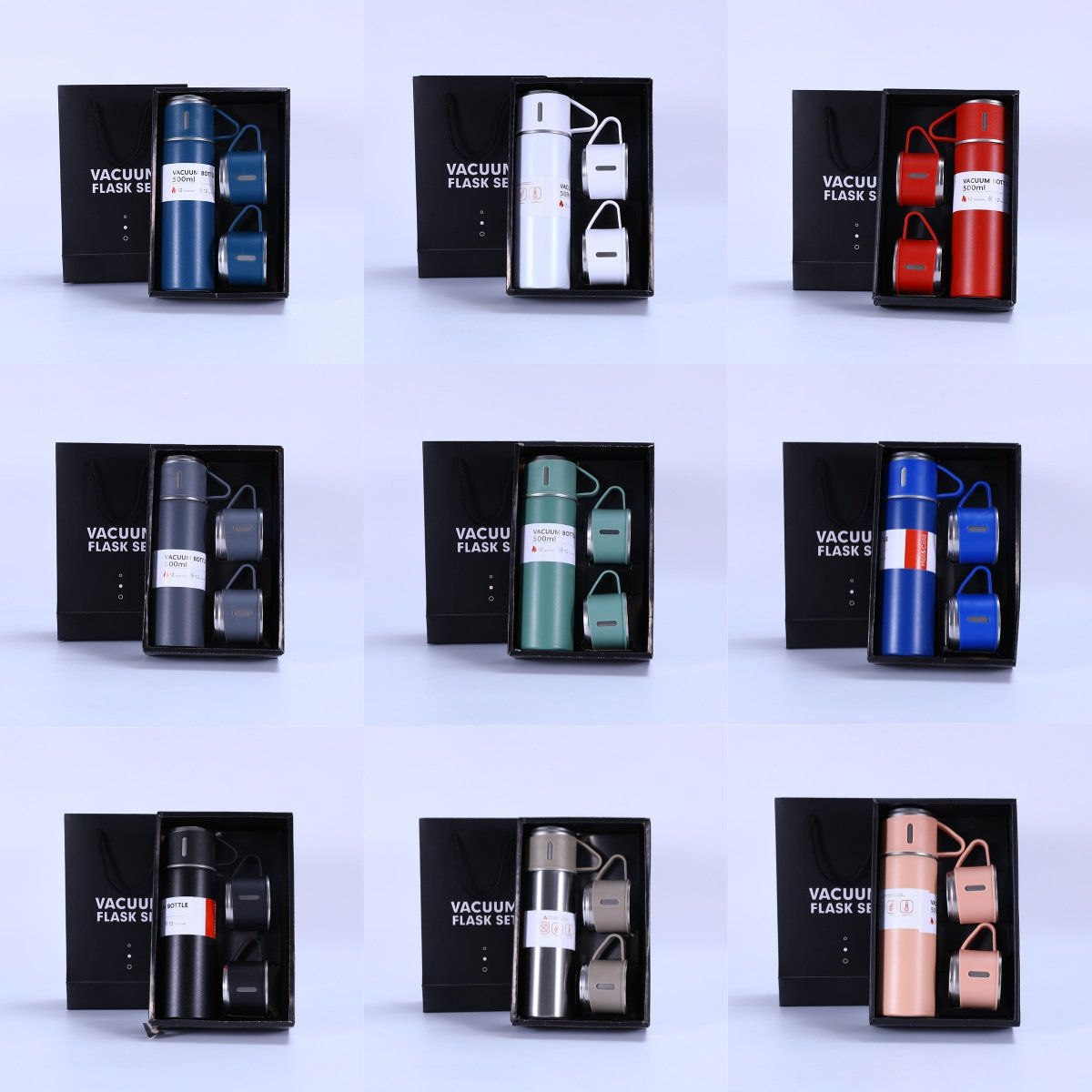 500ml outdoor travel sports thermos bottle with gift box 2 cups Gift cups custom logo stainless steel vacuum flasks