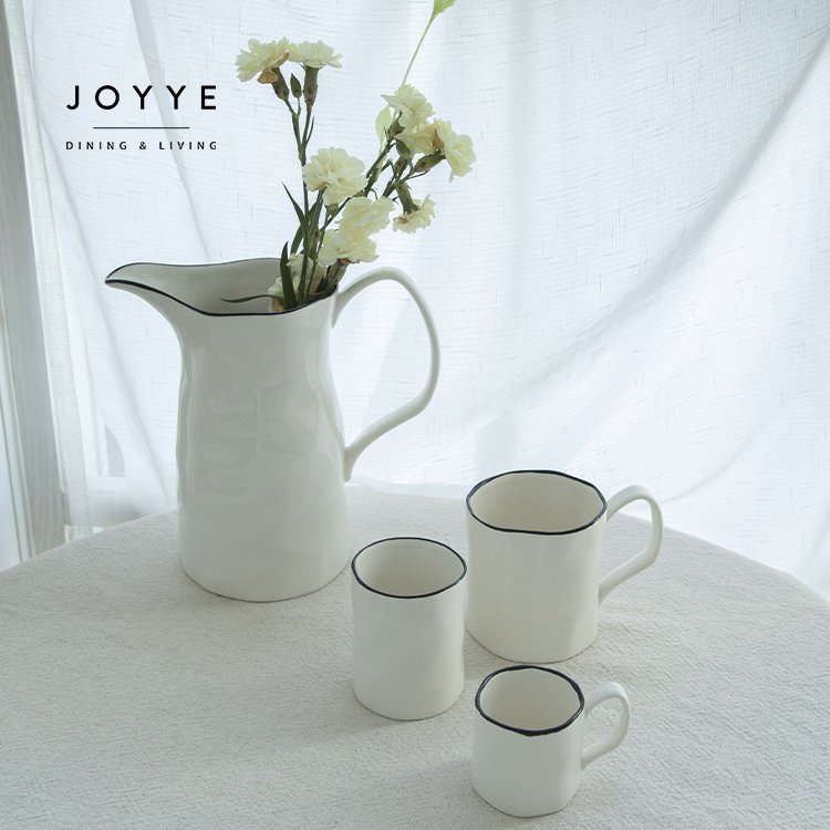 Joyye 200ml / 7oz ceramic cup plain white tea mug no handle porcelain cups