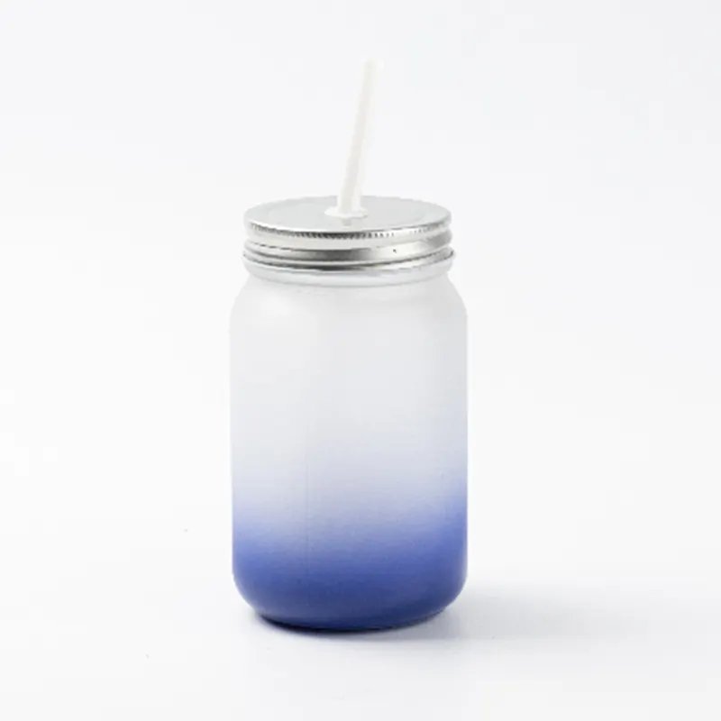 2024 Top Selling Sublimation Custom Glass Mug Frosted Mason Glass Water Bottle No Handle Muti-Color