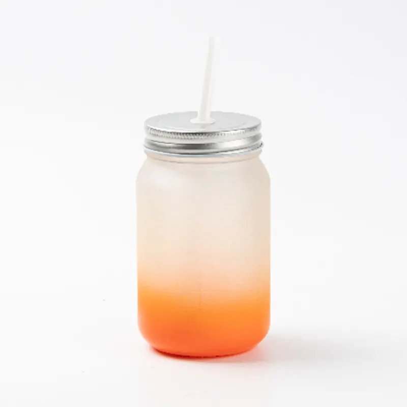 2024 Top Selling Sublimation Custom Glass Mug Frosted Mason Glass Water Bottle No Handle Muti-Color
