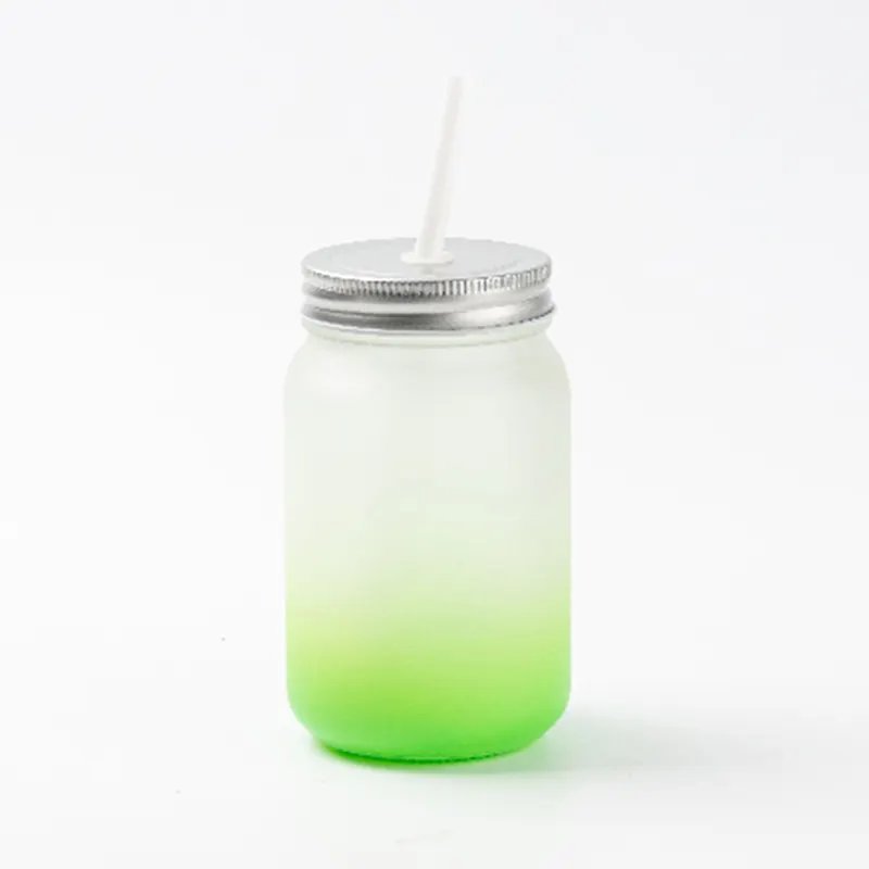 2024 Top Selling Sublimation Custom Glass Mug Frosted Mason Glass Water Bottle No Handle Muti-Color