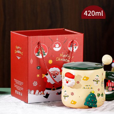 Magnetic Christmas Mug With Cover Spoon Cute Ceramic Water Cup For Girls Cartoon Office Couple Cup