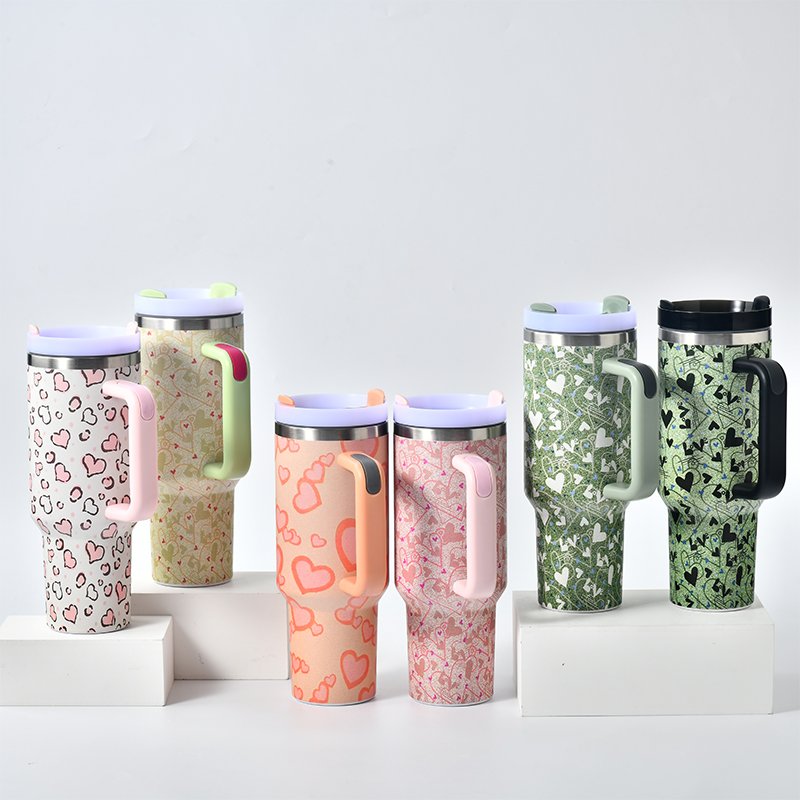 Valentine's Day gifts NEW ARRIVALS Double Walled Stainless Steel Travel Mug 40oz Tumbler With Handle Sublimation Blanks Cup Que