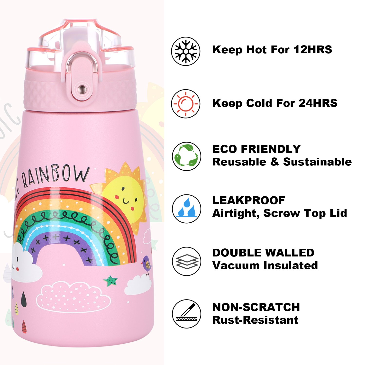 12oz 350ml Children Stainless Steel Insulated Sublimation Tumbler Sippy Kids Sports Water Bottle For School