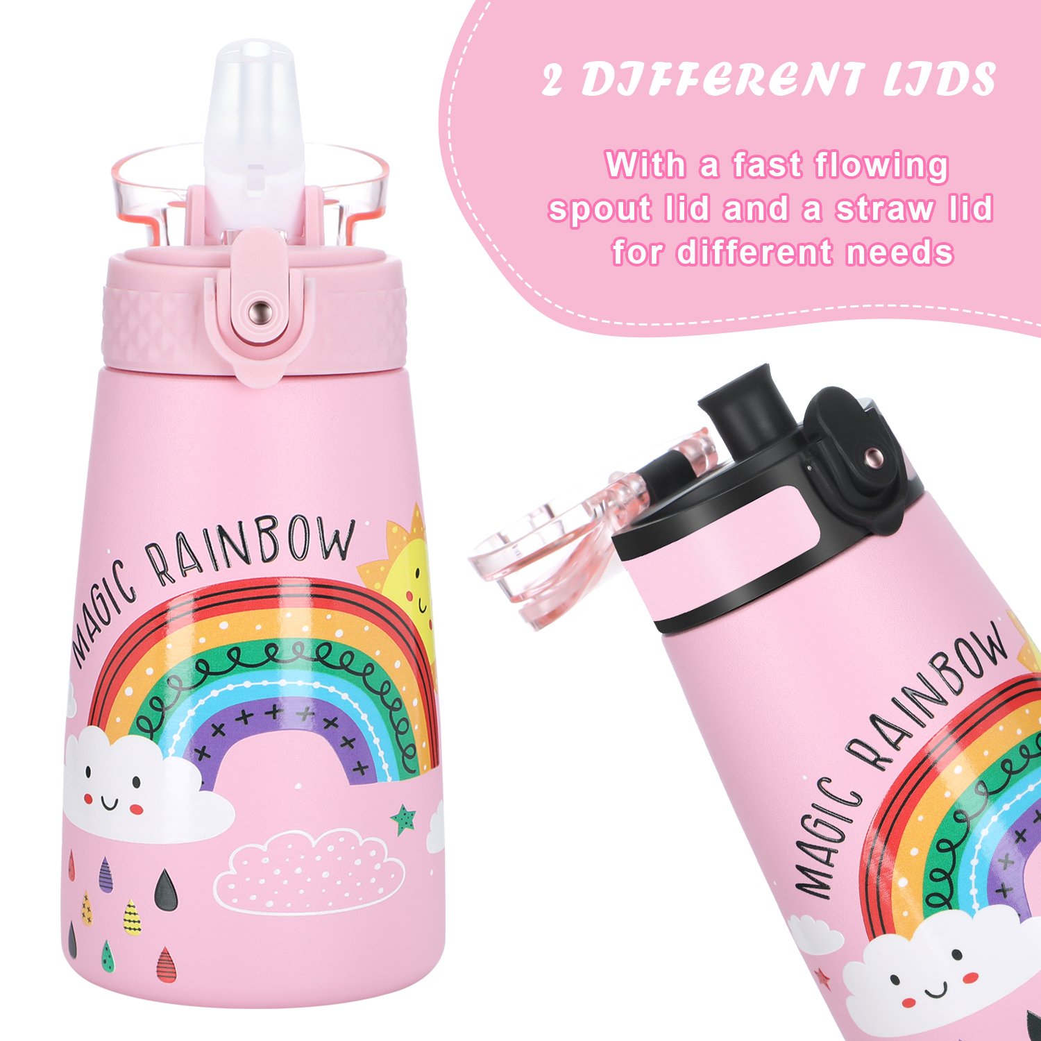 12oz 350ml Children Stainless Steel Insulated Sublimation Tumbler Sippy Kids Sports Water Bottle For School