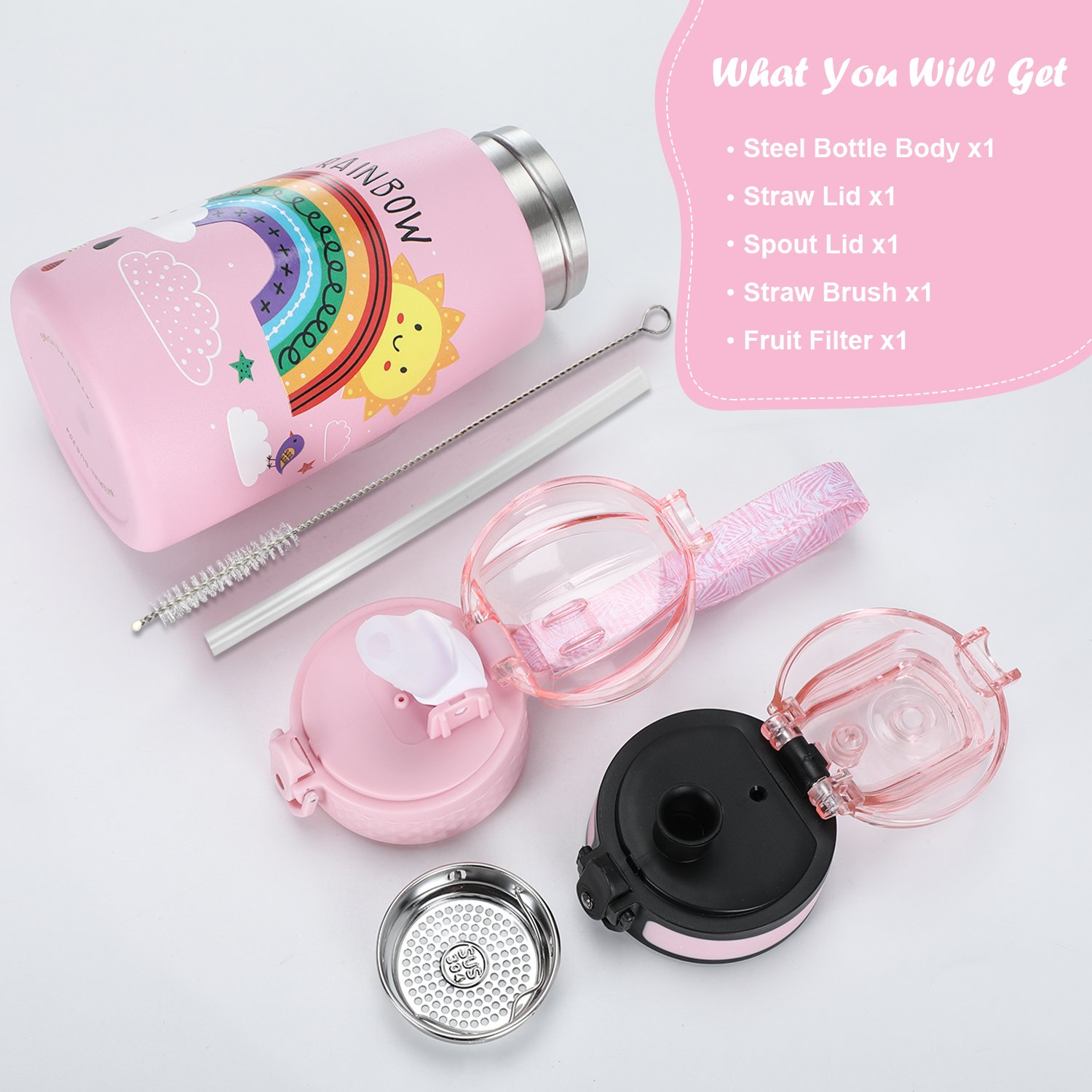 12oz 350ml Children Stainless Steel Insulated Sublimation Tumbler Sippy Kids Sports Water Bottle For School