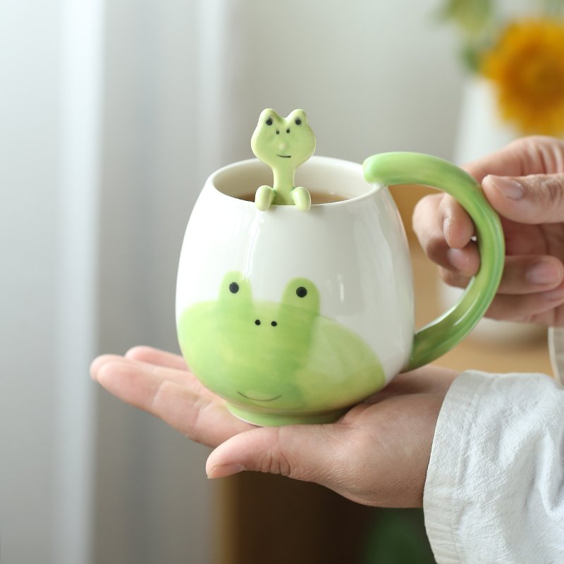 Ready to ship hot selings 2023 creative frog 15oz 450ml ceramic mug porcelain cup custom logo